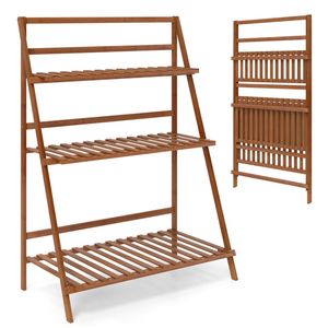 Estante de Bambú Plegable de 3 Niveles para Plantas y Libros, para Exhibir Macetas y Jardineras - Product Image 2