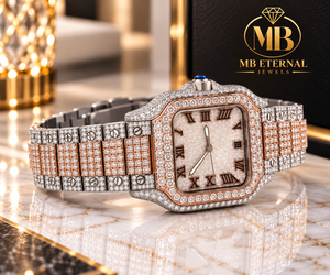 Reloj de Diamantes Unisex de Lujo MB ETERNAL JEWELS, Acero Inoxidable, Cuadrado, Analógico, Cierre Desplegable de Cuarzo, Cristal de Zafiro, 41 mm, Números Romanos - Product Image 1