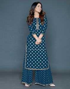 Salwar Kameez Plazo กับ Dupatta,ชุดปาร์ตี้ออกแบบปากีสถานอินเดียพร้อม - Product Image 6