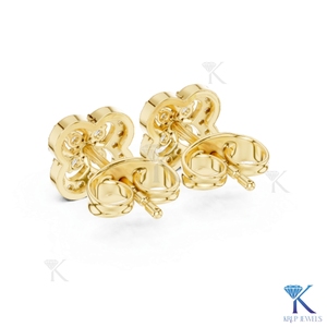 Lab Grown Diamond Quatrefoil <b>Stud</b> Earrings 4 Stone Cluster Pave Halo 14K 18K Solid Gold Fine Women Jewelry Anniversary Gift - Product Image 4