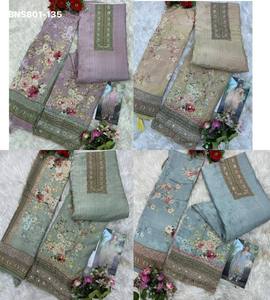New Arrival Top Quality Ocassional Wear Viscose Maslin with Printed & Hand-work Salwaar-Suit Set Manufacturer from Surat - Product Image 3
