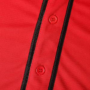 Maillot de baseball unisexe rouge à manches courtes, boutonné sur le devant, couleur unie, respirant, en polyester, vêtements de sport pour adultes, toutes saisons - Product Image 5