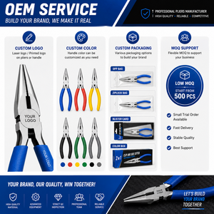 Needle Nose Pliers Long Nose Plier with Wire <b>Cutter</b> Spring Loaded Custom Logo High Quality Carbon Steel Hand Tool Wholesale OEM - Product Image 5