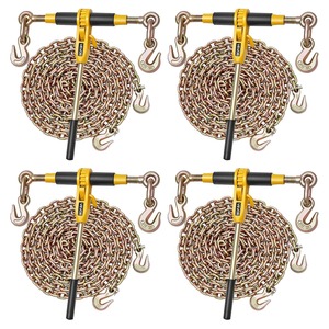 Chain Load Binder, 5/16" Tie Down Kit w/ 7100LBS Working Load Capacity and Two Grab <b>Hooks</b>, Includes (4) Ratchet Binders - Product Image 4
