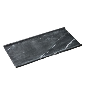 Bandeja rectangular de mármol negro de lujo con vetas de piedra natural elegante plato de servicio hecho a mano moderna vanidad decorativa - Product Image 1