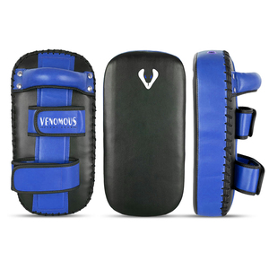 Guantes de Boxeo Tailandés Venomous, de Cuero Azul y Negro, Antideslizantes, con Cierre Ajustable de Gancho y Bucle, Unisex, para Entrenamiento de Artes Marciales - Product Image 1