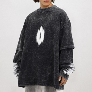 เสื้อยืดแขนยาวสองชั้นแบบลำลองสไตล์วินเทจสำหรับผู้ชาย ผลิตตามสั่ง - Product Image 3