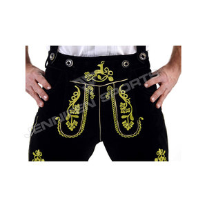 Pantalones cortos tradicionales bávaros de cuero de cabra, Lederhosen bordados a medida con tirantes para el Oktoberfest y eventos culturales - Product Image 3