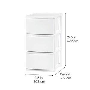 Set di 2 Organizzatori Stretti a 3 Cassetti Bianchi per Camera da Letto e Soggiorno - Product Image 2