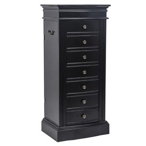 Armadio Portagioie Nero con 24 Ganci per Collane e 7 Cassetti, 2 Ante Laterali a Battente - Product Image 4
