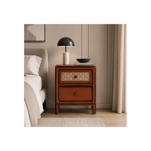 Luxury Wooden Bedside Table 2 Drawer Nightstand Solid Wood Bedroom <b>Side</b> <b>Cabinet</b> Home Furniture Manufacturer OEM Service - Product Image 1