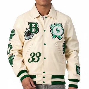 Chaqueta de Cuero Genuino de Lujo con Bordado Personalizado, Ropa Exterior de Motociclista a la Moda, Servicio de Muestras de Fábrica OEM ODM - Product Image 4