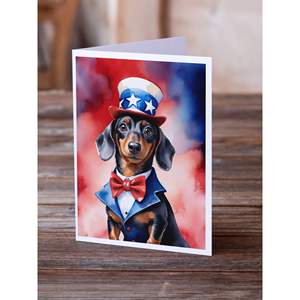 Dachshund Patriotic American Whimsical A7 Blank Note Cards Pack of 8 with <b>Envelopes</b> <b>5x7</b> Size Greeting Cards - Product Image 2