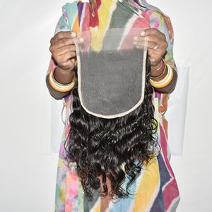 Extensiones de Cabello Indio Virgen Remy 7*7 con Cierre, Color Negro Natural, Ondulado Profundo, Cutícula Alineada, Frente de Encaje, Fácil de Aplicar, Venta al Por Mayor - Product Image 4