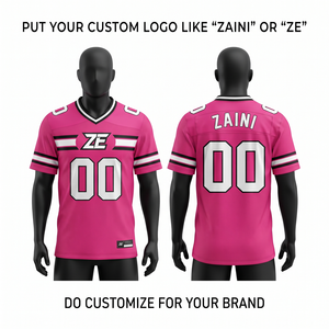 เสื้อฟุตบอลตาข่ายโพลีเอสเตอร์พรีเมียม 150 GSM สีชมพู ดำ ขาว สกรีนโลโก้ ชื่อ เบอร์ ตามสั่ง ชุดทีมกีฬา - Product Image 1