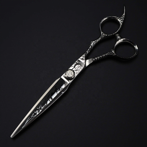 Professional <b>Left</b>-<b>Handed</b> Damascus Pattern Stainless Steel Long Handle 30 Teeth Hairdressing Barber <b>Scissors</b> Fashion Design Hair - Product Image 4