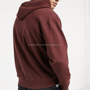 Jersey de lana informal de manga larga de alta calidad para hombre, sudadera de invierno transpirable con logotipo bordado, sudaderas con capucha teñidas lisas con estampado en blanco - Product Image 3