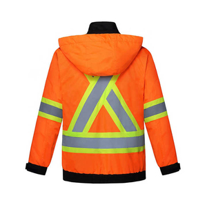 Hi Vis Reflective Canvas Winter <b>Jacket</b> Men <b>Workers</b> | Lightweight Waterproof Breathable Safety Gear Front Logo Night Visibility - Product Image 2