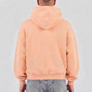 เสื้อฮู้ดผู้ชายสีพีช ประดับเพชรเทียม ทรงโอเวอร์ไซส์ สไตล์ลำลอง สตรีทแวร์ ทรงปกติ ผ้าฝ้ายเฟรนช์เทอร์รี่ สำหรับฤดูใบไม้ร่วง - Product Image 6