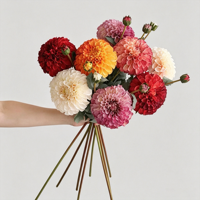 Vente directe d'usine, fleurs artificielles de dahlia à 2 têtes, fleurs de dahlia en soie pour les centres de table et les arrangements floraux