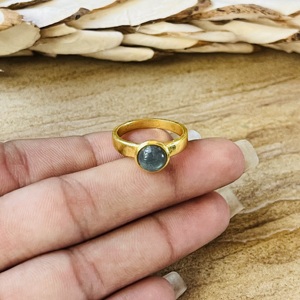 Fashionable Latest Minimalist Solitaire <b>Labradorite</b> <b>Ring</b> Dainty Brass Women 18K Gold Plated Vintage Statement Wholesale <b>Ring</b> - Product Image 4