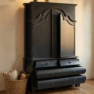 Antique Clasio Cabinet Premium Eco-Friendly Durable Solid Teak Wood Bombe Armoire Curved Drawers for Luxury Master Bedroom Decor - Product Image 2