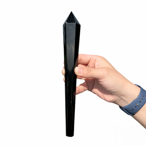 Varita de Obsidiana Negra Natural al por Mayor, 6-8 Pulgadas, Pulida, con Punta Curativa, Torre Generadora de Energía Reiki, Piedra de Meditación - Product Image 1