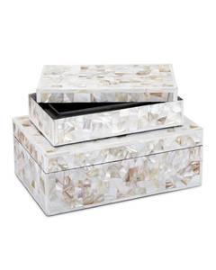Organisateur de bijoux empilable décoratif pour salon, design moderne et luxueux, boîte de rangement rectangulaire en mosaïque de nacre. - Product Image 4