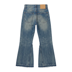 Pantalones Vaqueros Anchos de Mezclilla con Logotipo Personalizado, Estilo Vintage, Lavado Desgastado, con Dobladillo Dividido, Ajuste Holgado y Desgastado para Hombre, Venta al por Mayor - Product Image 3