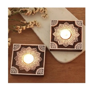 Wooden <b>Tealight</b> Candle <b>Holder</b> Decorative Handmade Rustic Candle Stand Natural Wood Centerpiece for Modern Interiors - Product Image 3