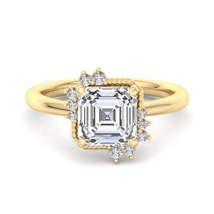 Classic Unique Corner Cluster Asscher Moissanite Diamond Everyday Wear Loving <b>Couple</b> Genuine S925 Silver Promise <b>Ring</b> - Product Image 5