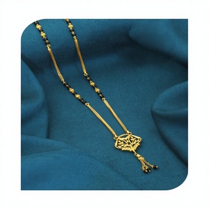 Collier long classique authentique en or massif 22 carats, mangalsutra, bijoux de mariage indiens traditionnels, maharashtrien, 44,360 GM - Product Image 1