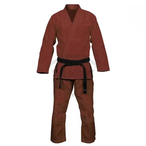 Kimono de Jiu-Jitsu Marron pour Adulte Unisexe, 100% Coton, Tenue d'Arts Martiaux Durable, Coupe Classique, Style Teint Uni, Vente en Gros - Product Image 3