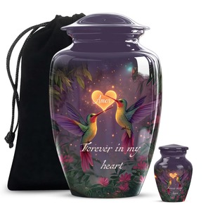 Urne funéraire Colibri pour cendres humaines d'adulte femme - 220 pouces cubes, écologique et personnalisable - Product Image 1