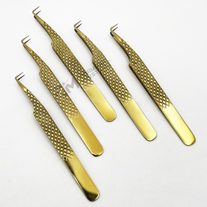 Pince à épiler pour extensions de cils RMI de qualité supérieure, couleur or plasma, avec poignée diamantée, en acier inoxydable - Product Image 3