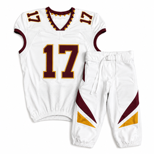 Ensemble d'uniformes de football américain personnalisés 100% polyester antibactérien, séchage rapide, respirant, maillot et pantalon en twill, kit d'équipe USA - Product Image 1