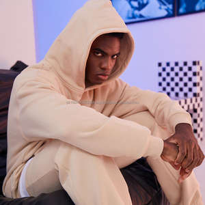 Offre Spéciale hommes sweats à capuche conception unie oem polaire pull goutte épaule grande poche à manches longues sweat à capuche surdimensionné sans ficelle - Product Image 5