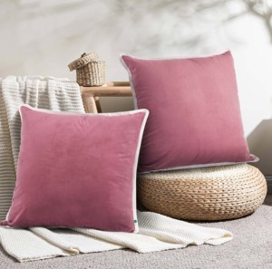 Decorative Throw Pillow <b>Cover</b> Soft Velvet <b>Cushion</b> <b>Cover</b>, Sofa and Bedroom Pillow Case 18" x 18" Pink - Product Image 5