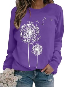 New Collection Luxury Long Sleeve Neck Shoulder Slope Printed Comfortable Casual Women's Cotton Sweatshirt Winter Custom Front - Product Image 2