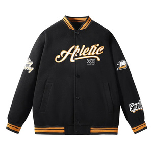 Diseño personalizado Varsity Letterman chaqueta de béisbol de los hombres de invierno de lana de tela con capucha bordado Collage Reversible-Chaqueta del equipo del hombre - Product Image 3