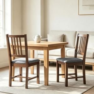 Sedie Moderne Imbottite in Lino per Soggiorno, Set di 2 Sedie da Pranzo in Legno Massello per Casa e Salotti - Product Image 5
