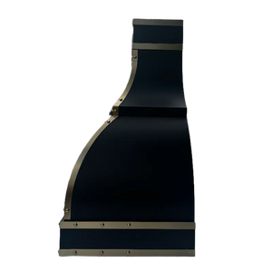 Custom Handcrafted <b>Black</b> Range Hood with Gold Trim Wall-Mounted <b>Kitchen</b> Vent Hood for Household Use - Product Image 3