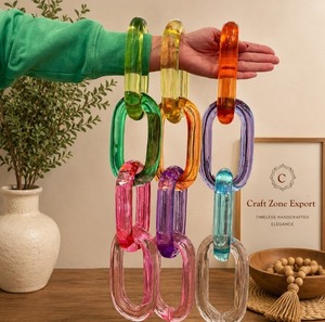 Chaîne à maillons en résine, bijoux fantaisie en gros, collier, bracelet, chaîne décorative colorée de créateur, chaîne légère et audacieuse, Factory Co - Product Image 5