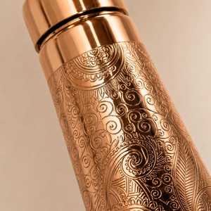 Pure Copper Water BottleEmbossed Copper BottleHandmade Ayurvedic Drinkwar Reusable BottleWellness <b>Gift</b> - Product Image 6