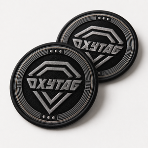 Patch brodé Oxytag rond noir en feutre non tissé, badge à coudre, patch décoratif en tissu, prix abordable, OEM personnalisé, vente en gros - Product Image 4