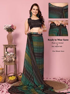 FATEMA FASHION Sari indien non cousu 1M en soie Zari imprimé motif Rangoli couleur pêche pour femme, tenue de soirée, intemporel et lavable - Product Image 4