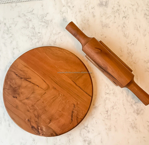 Handcrafted Mango Wood Chakla Belan Set Traditional <b>Rolling</b> <b>Board</b> and <b>Pin</b> for Roti Chapati Kitchen and Home Cooking Decor - Product Image 2