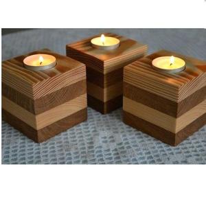 Support de bougie carré en bois pour mariage, fête, Ramadan – Support tendance pour bougies chauffe-plat pour décoration de table à la maison - Product Image 1