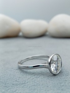 Shape LAB Grown 2.0 CT Engagement Wedding Ring 925 <b>Silver</b> <b>Solid</b> Gold VVS Moissanite Diamond GIA Certified Fine Jewelry Bezel - Product Image 2