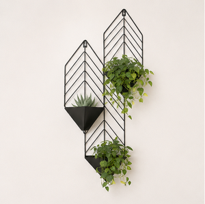 Modern 3-Tier Geometric <b>Wall</b> Mounted Metal <b>Planter</b> Rust-Resistant Black Powder Coated <b>Garden</b> Holder for Indoor Succulents - Product Image 6
